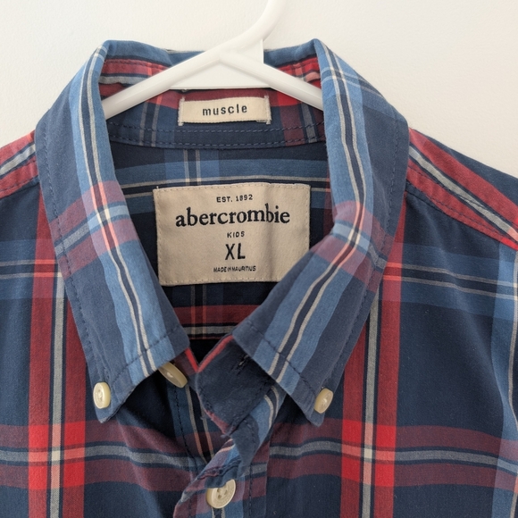 Abercrombie Boy's Blue and Red Plaid Shirt - Picture 2 of 5